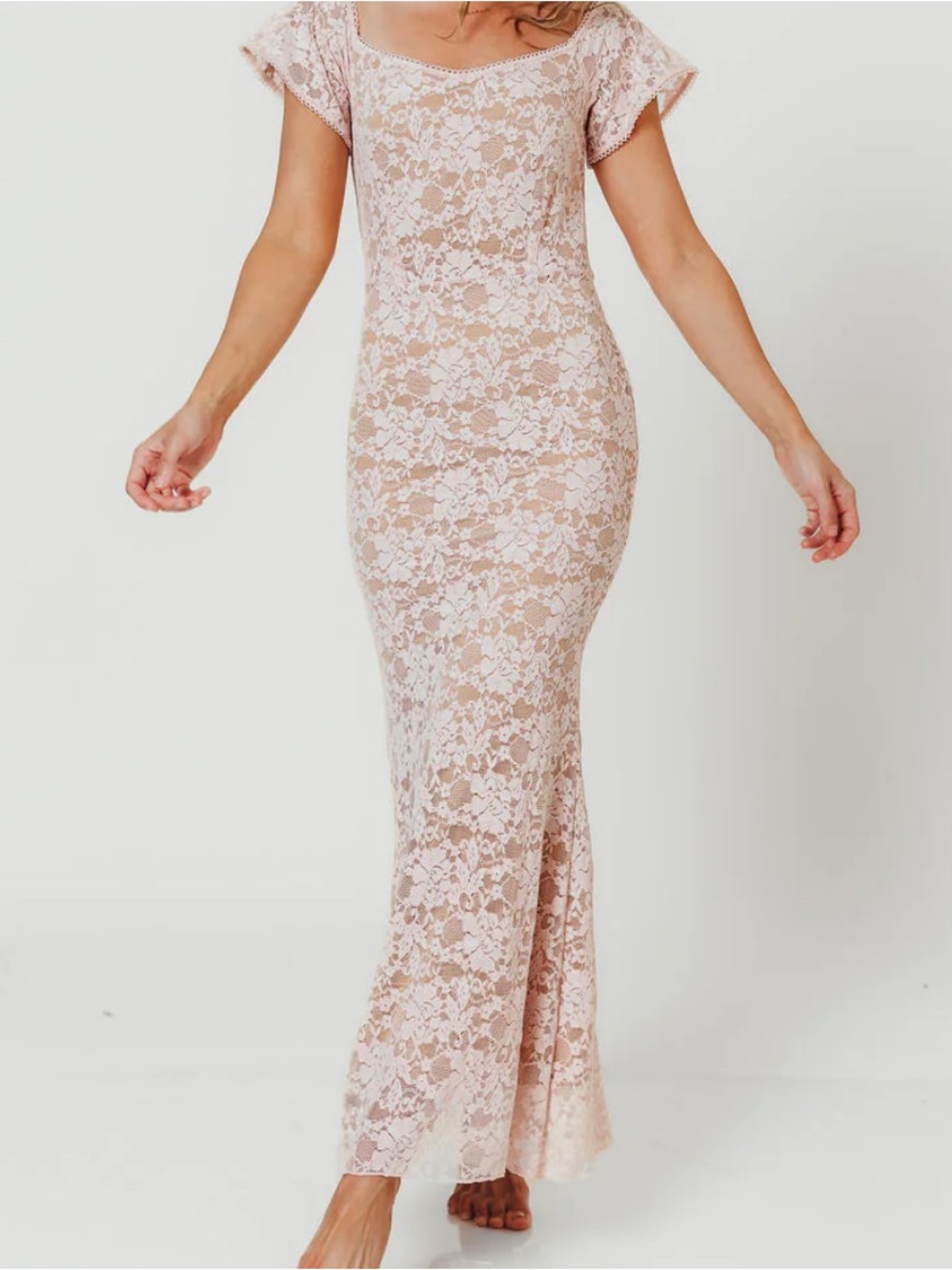 Lace blush pink dress